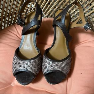 Chaps Brown Marilyn Open Toe Heels size 9